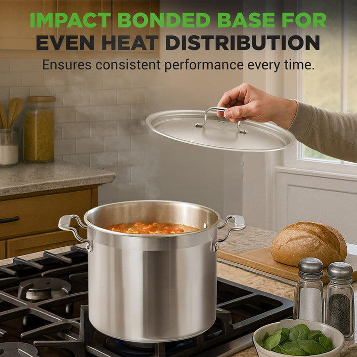 12-Quart Stockpot for Stew & Soup, Induction Compatible, Stainless Steel