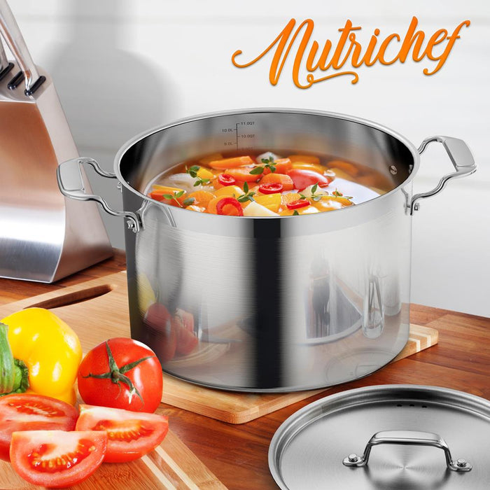 Stainless Steel Cookware Stockpot - 12 Quart, Heavy Duty Induction Pot, Soup Pot With Stainless Steel Lid