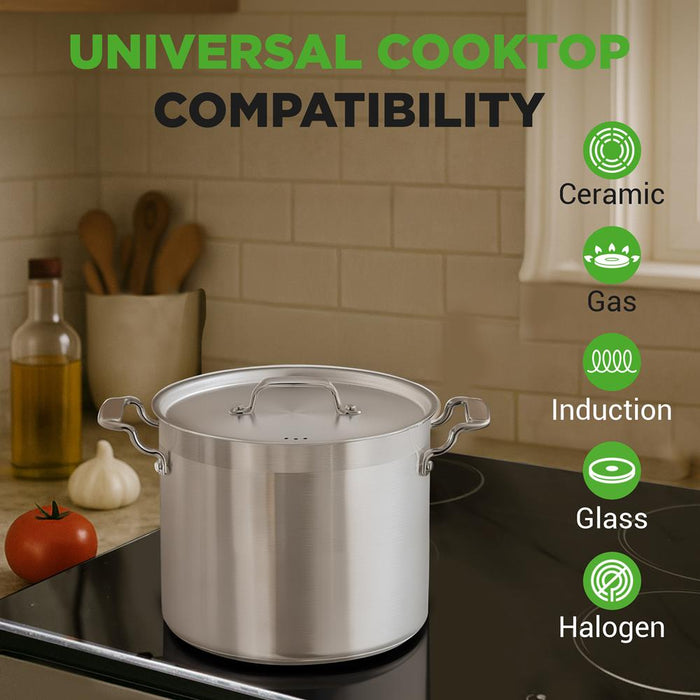 12-Quart Stockpot for Stew & Soup, Induction Compatible, Stainless Steel