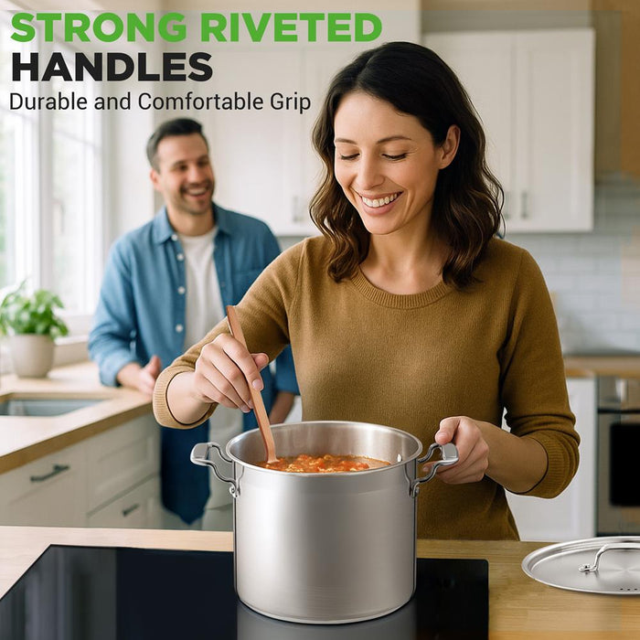 12-Quart Stockpot for Stew & Soup, Induction Compatible, Stainless Steel