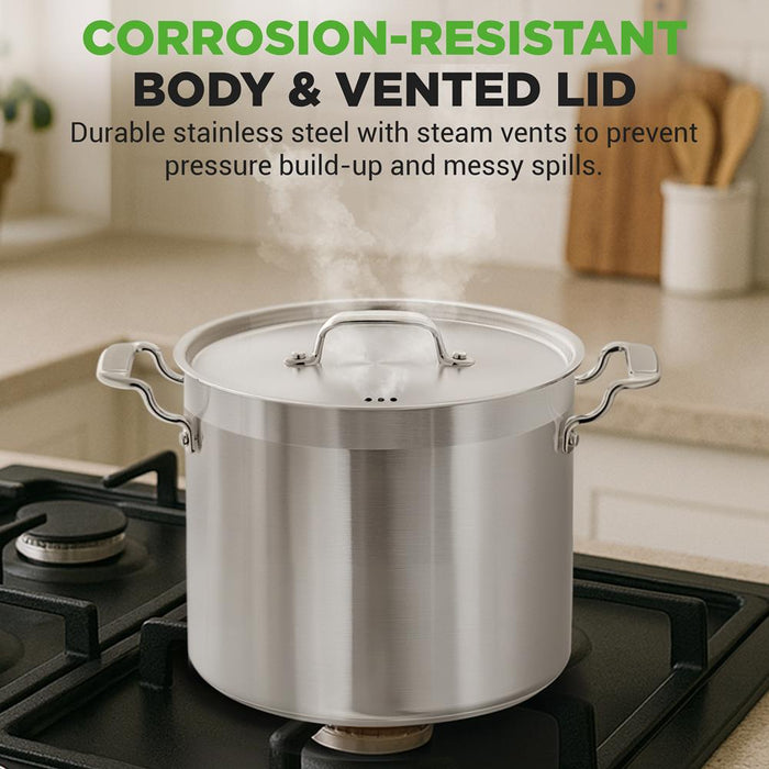 16-Quart Stockpot, Even Heat, Stainless Steel, Induction Compatible