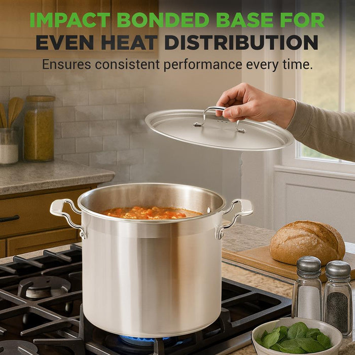 16-Quart Stockpot, Even Heat, Stainless Steel, Induction Compatible