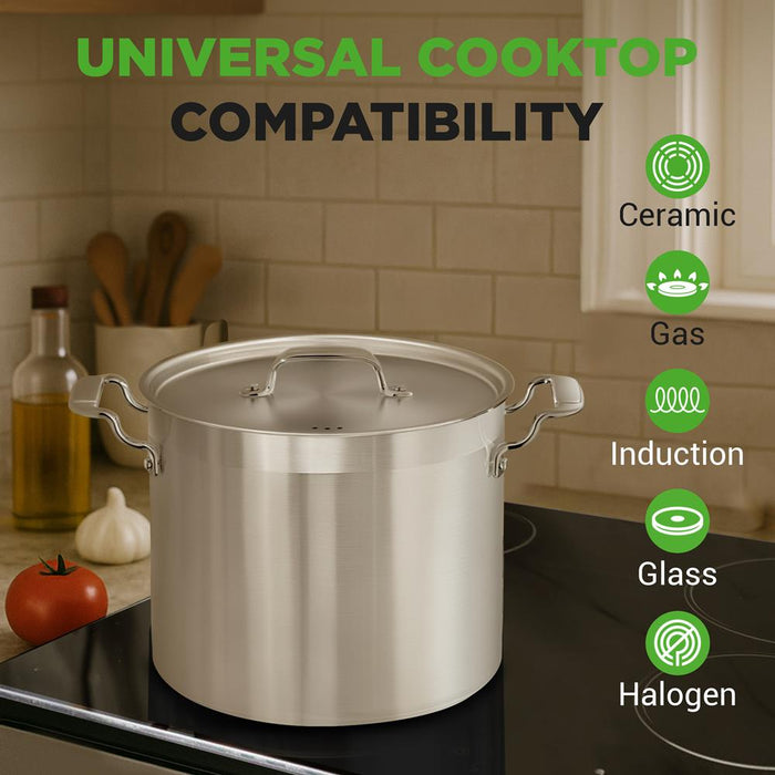 16-Quart Stockpot, Even Heat, Stainless Steel, Induction Compatible