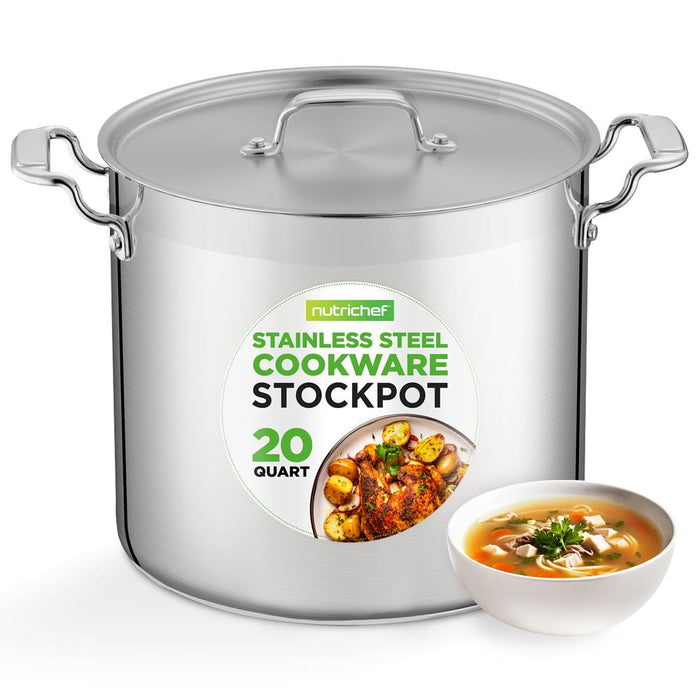 20 Qt Stockpot for Even Heat, Stainless Steel, Induction