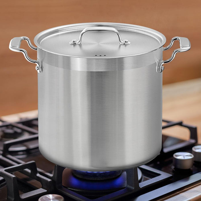 Stainless Steel Cookware Stockpot - 24 Quart, Heavy Duty Induction Pot, Soup Pot With Stainless Steel Lid