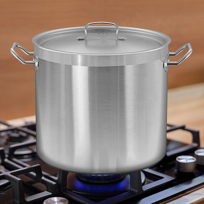 Stainless Steel Cookware Stockpot - 30 Quart, Heavy Duty Induction Pot, Soup Pot With Stainless Steel Lid