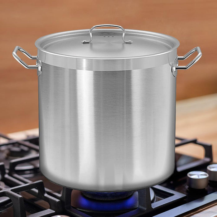 Stainless Steel Cookware Stockpot - 35 Quart, Heavy Duty Induction Pot, Soup Pot With Stainless Steel Lid