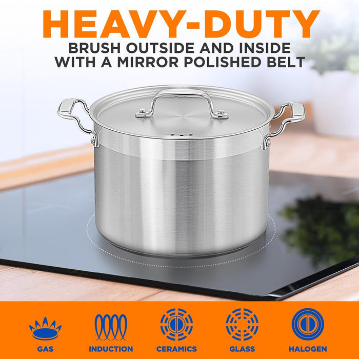 Stainless Steel Cookware Stockpot - 8 Quart, Heavy Duty Induction Pot, Soup Pot With Stainless Steel Lid