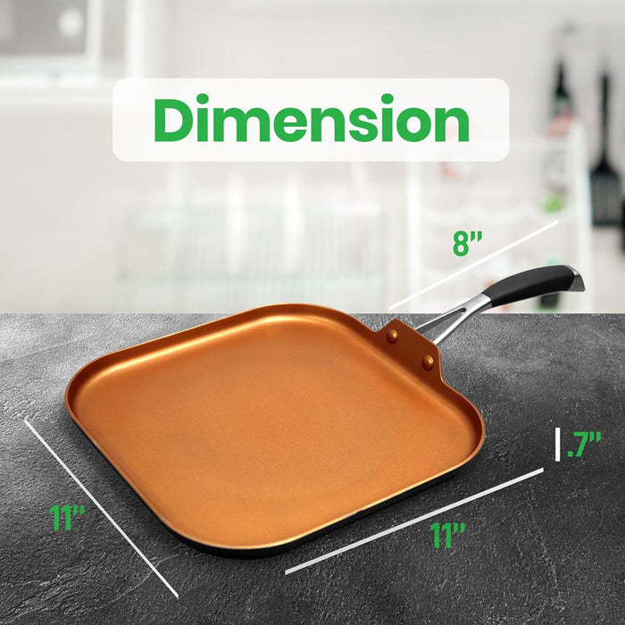 3 Layers Copper Non-Stick Coating Inside, Hard-Anodized Looking Heat Resistant Lacquer Outside