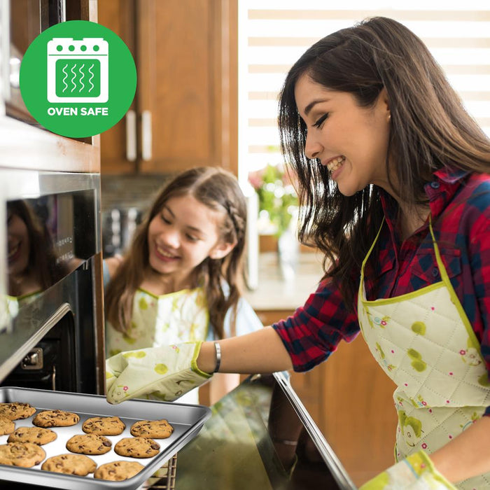 Nonstick Cookie Sheet Baking Pan With Cooling Rack - Professional Quality Kitchen Cooking Non-Stick Bake Trays With Silver Coating Inside & Outside (Medium Size)