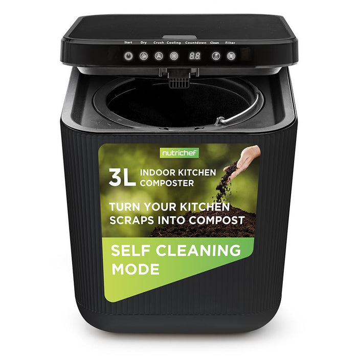 Food Waste Bin- 3 Liters Garbage Bin Countertop, Automatic Food Cycler Compost Bin (Grey)