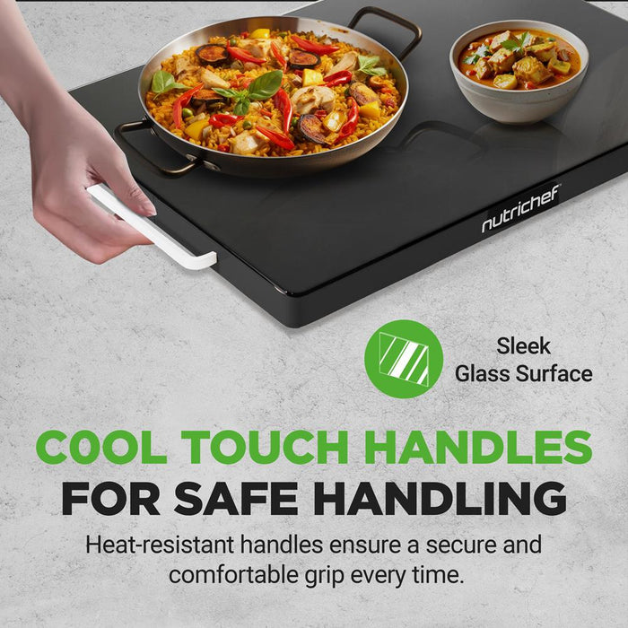Electric Warming Tray Keeps Food Warm Glass Surface Adjustable Temp