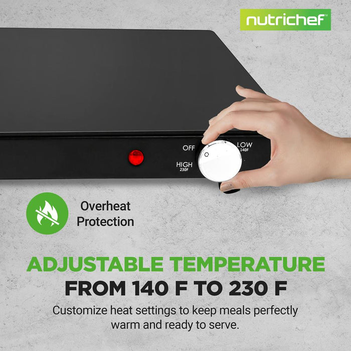 Electric Warming Tray Keeps Food Warm Glass Surface Adjustable Temp