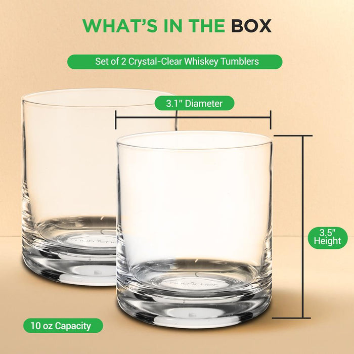 2 Pcs. Of Crystal-Clear Stemless Wine Glass - Ultra Clear, Elegant Clear Wine Glasses, Hand Blown