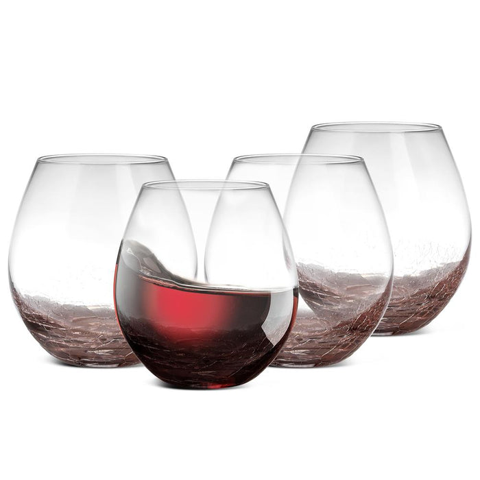 4 Pcs. Of Crystal Stemless Wine Glasses - Ultra Clear, Elegant Wine Glasses, Hand Blown