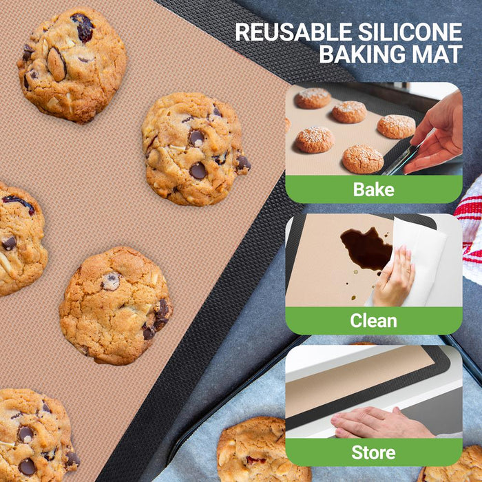 Silicone Baking Sheet - Reusable, Easy & Convenient, Nonstick Matt Used For Oven - (Black)