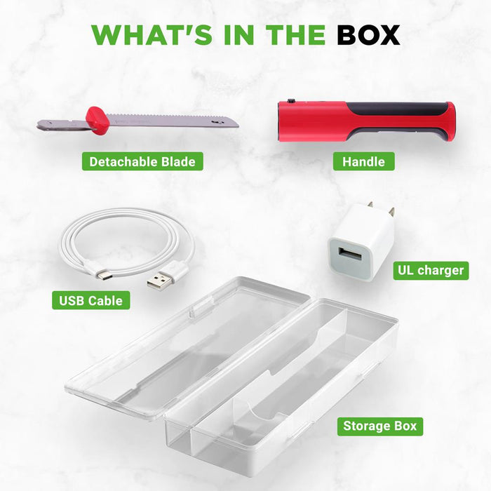 Cordless Electric Knife Easy Carving Stainless Steel Blades Red