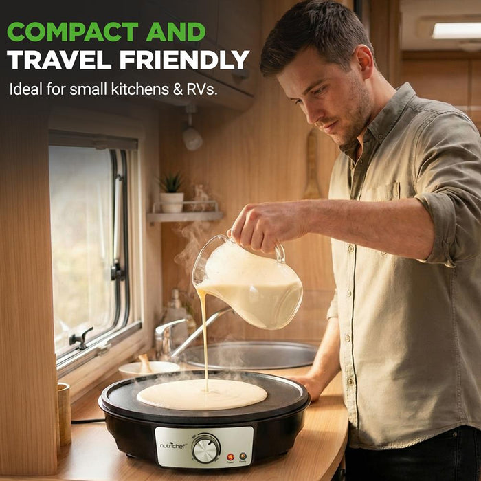 Electric Crepe Maker - Quick Cooking, Nonstick 12" Aluminum Griddle