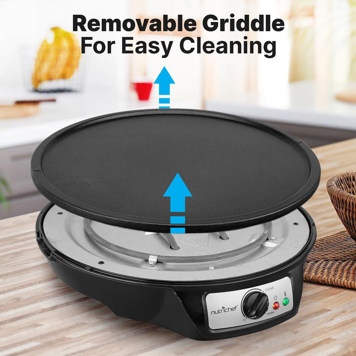 Crepe Maker with Non-Stick 12” Plate for Easy Cleanup and Even Heating