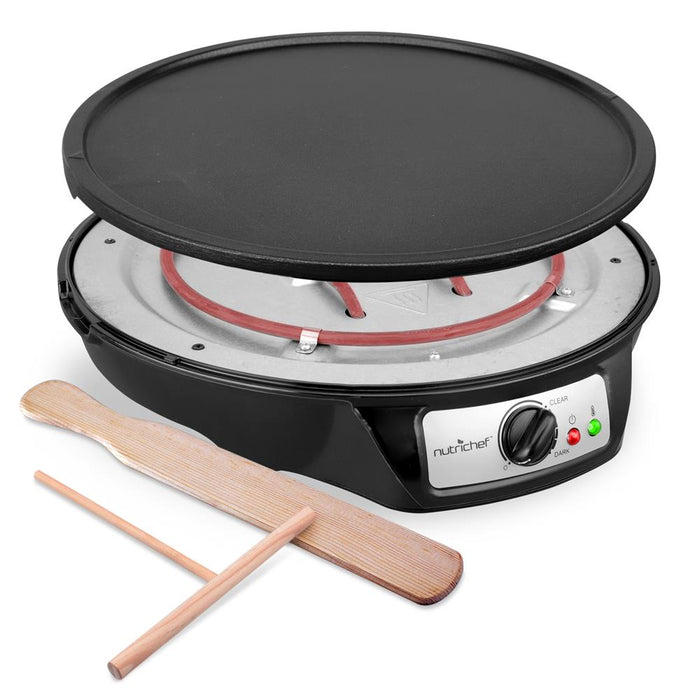 Crepe Maker with Non-Stick 12” Plate for Easy Cleanup and Even Heating
