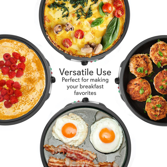 Crepe Maker with Non-Stick 12” Plate for Easy Cleanup and Even Heating