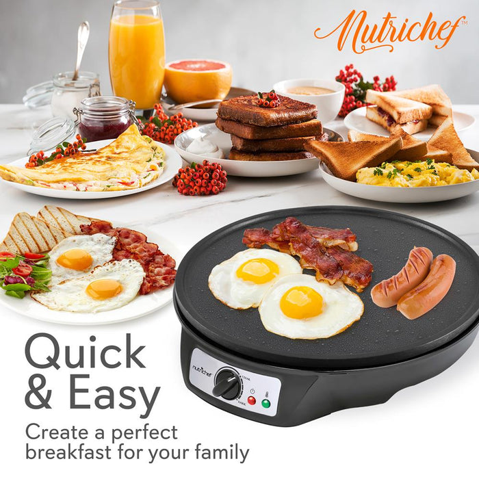 Crepe Maker with Non-Stick 12” Plate for Easy Cleanup and Even Heating