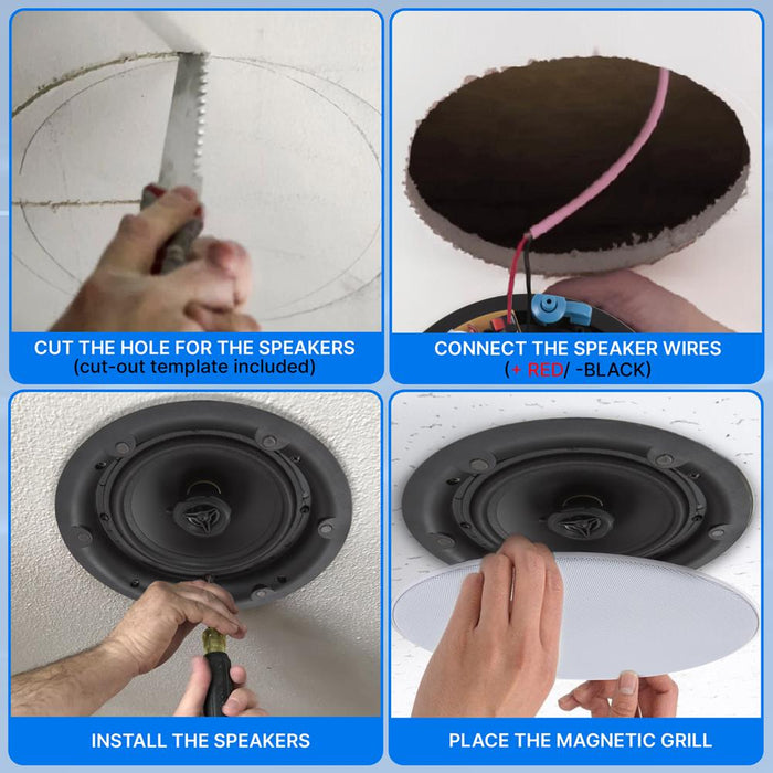 8.0’’ In-Wall / In-Ceiling 70V Speaker - Flush Mount Low-Profile Speaker With 70 Volt Transformer, Magnetic Grill (600 Watt)