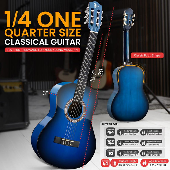 30" 6-String Classical Acoustic Guitar For Beginner And Adult With Accessory Kit (Blue Burst)