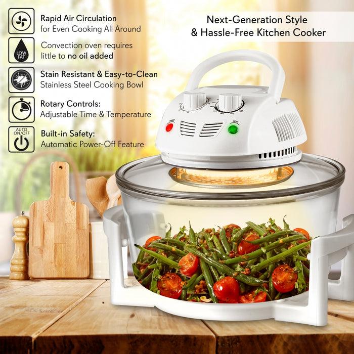 Countertop Oven Air Fryer - Kitchen Convection Cooker For Healthy Food Cooking & Air-Frying With Adjustable Time & Temp