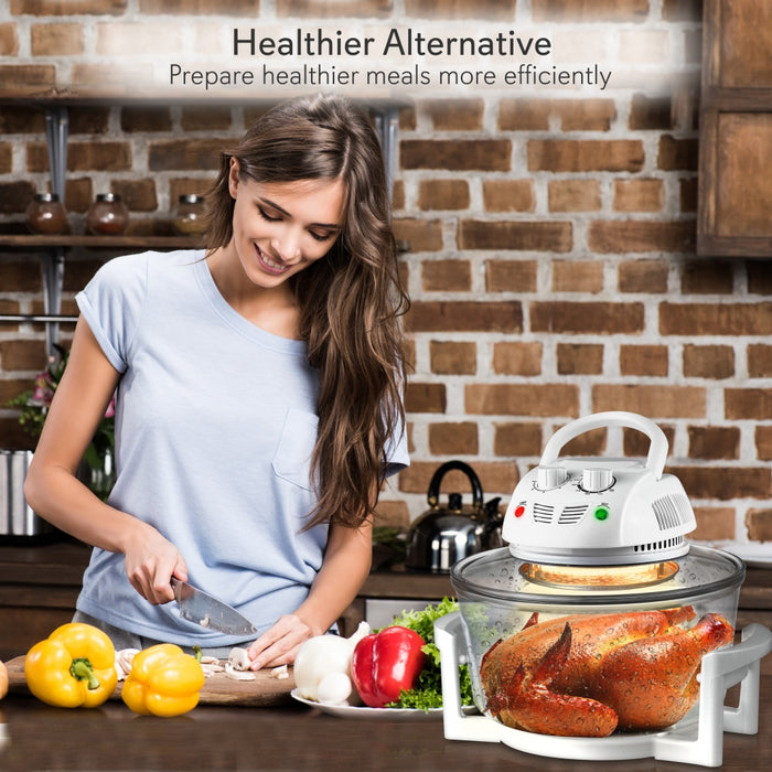 Countertop Oven Air Fryer - Kitchen Convection Cooker For Healthy Food Cooking & Air-Frying With Adjustable Time & Temp