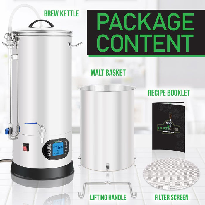 Home Beer Brewing Machine With Circulation Pump System, Inner Malt Pipe, And Filter Screen