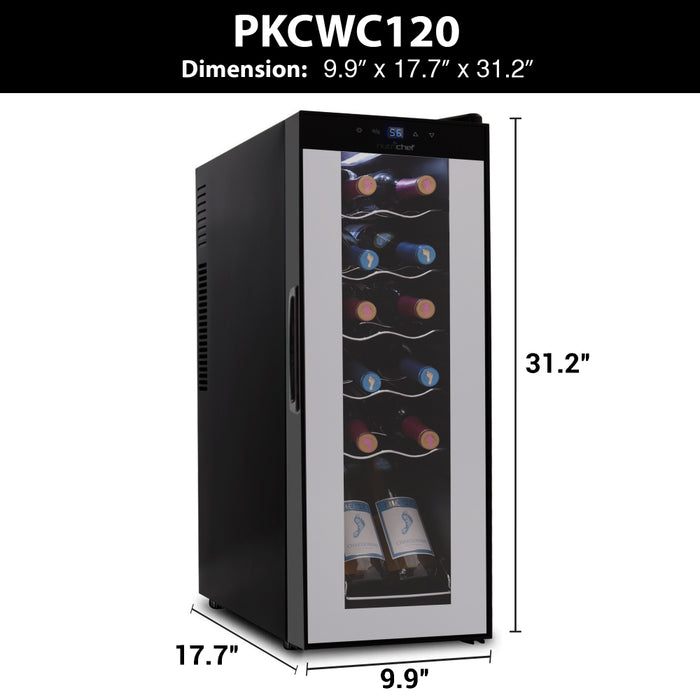 Home Wine Cooler Fridge - Smart Wine Cooler Chilling Refrigerator With Digital Touchscreen Control, Adjustable Temp (12 Bottle Storage Capacity)