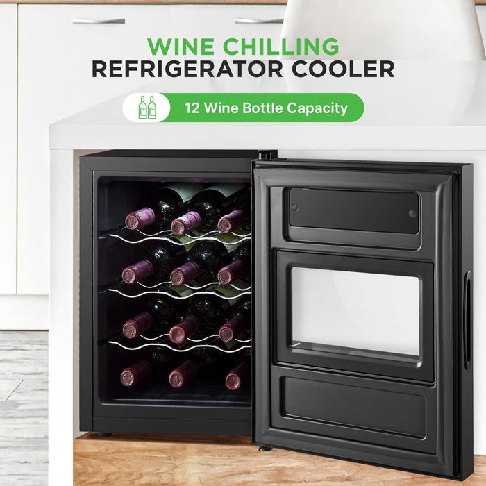 Wine Chilling Refrigerator Cellar - Single-Zone Wine Cooler/Chiller, Digital Touch Button Control With Air Tight Seal, Contains Placement For Standing Bottles (12 Bottle Storage Capacity)