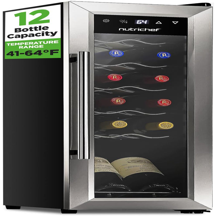 Home Wine Cooler Fridge - Smart Wine Cooler Chilling Refrigerator With Digital Touchscreen Control, Adjustable Temp (12 Bottle Storage Capacity)