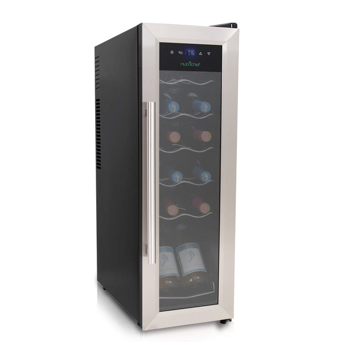 Home Wine Cooler Fridge - Smart Wine Cooler Chilling Refrigerator With Digital Touchscreen Control, Adjustable Temp (12 Bottle Storage Capacity)