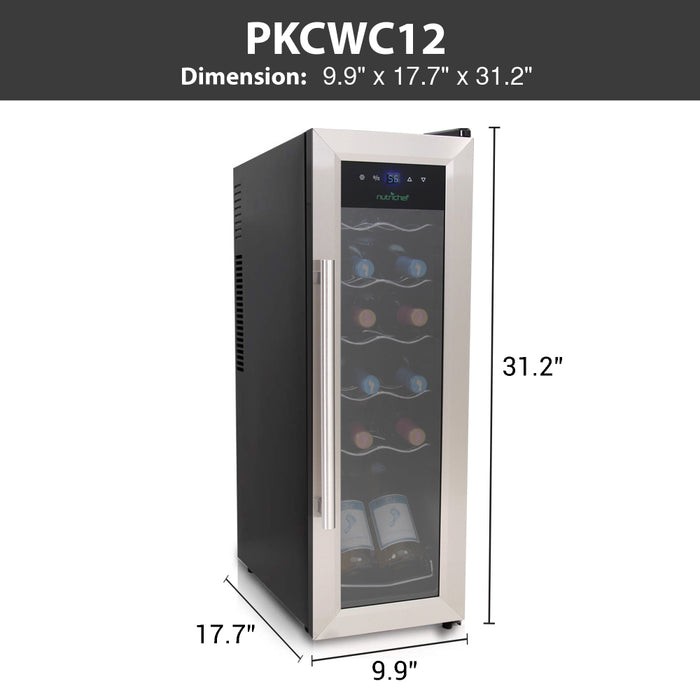 Home Wine Cooler Fridge - Smart Wine Cooler Chilling Refrigerator With Digital Touchscreen Control, Adjustable Temp (12 Bottle Storage Capacity)