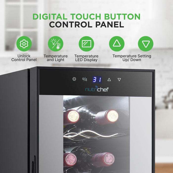 Wine Chilling Refrigerator Cellar - Single-Zone Wine Cooler/Chiller, Digital Touch Button Control With Air Tight Seal, Contains Placement For Standing Bottles (14 Bottle Storage Capacity)