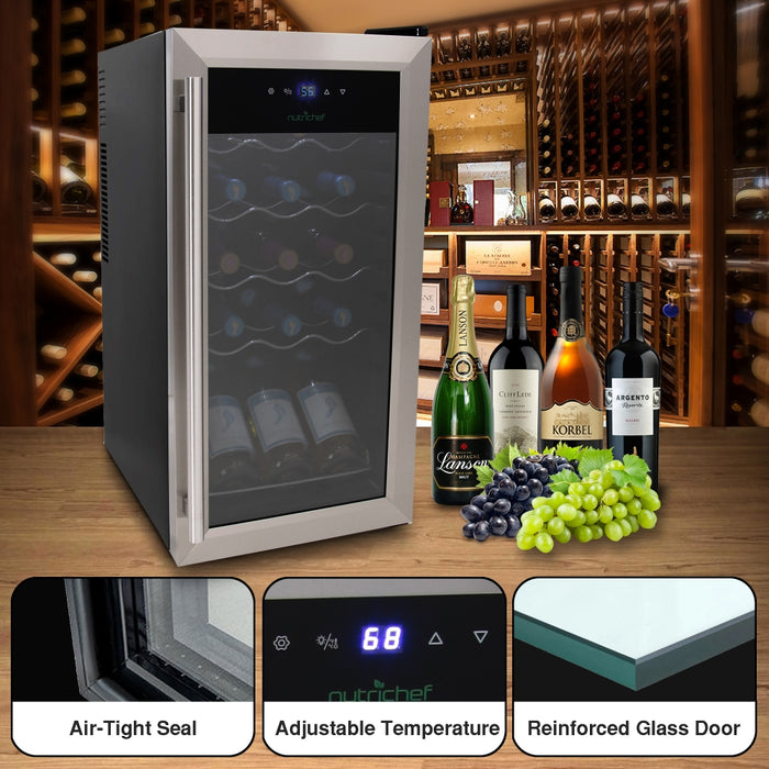 Wine Chilling Refrigerator Cellar - Digital Touch Button Control With Air Tight Seal, Contains Placement For Standing Bottles (15 Bottle Storage Capacity)