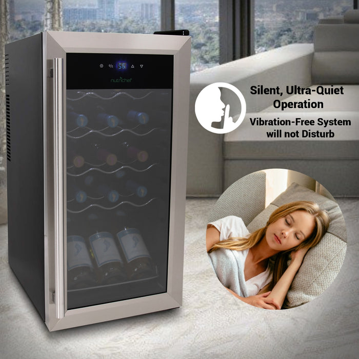 Wine Chilling Refrigerator Cellar - Digital Touch Button Control With Air Tight Seal, Contains Placement For Standing Bottles (15 Bottle Storage Capacity)