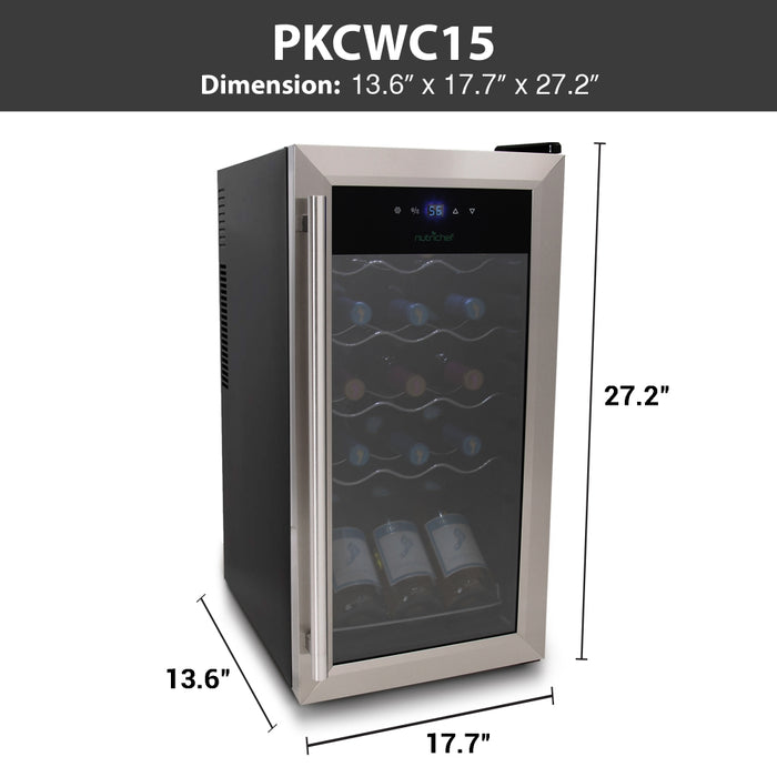 Wine Chilling Refrigerator Cellar - Digital Touch Button Control With Air Tight Seal, Contains Placement For Standing Bottles (15 Bottle Storage Capacity)