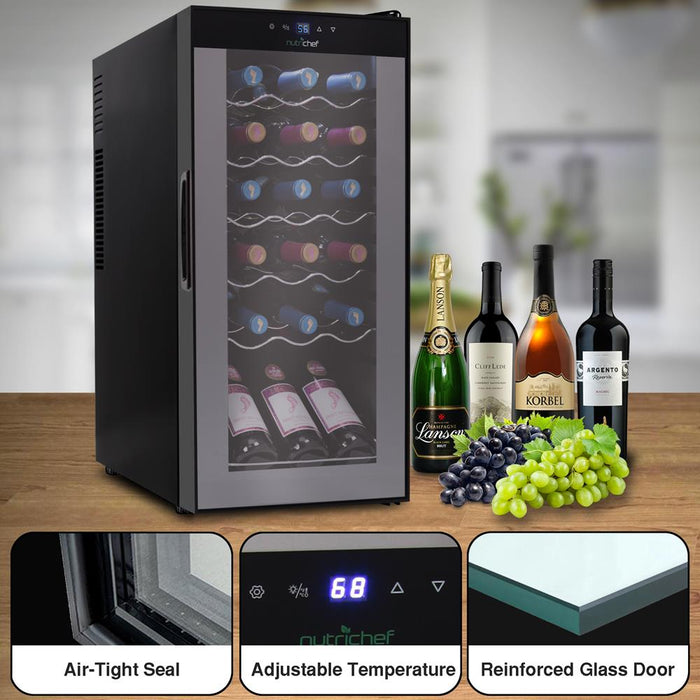 Wine Chilling Refrigerator Cellar - Digital Touch Button Control With Air Tight Seal, Contains Placement For Standing Bottles (18 Bottle Storage Capacity)