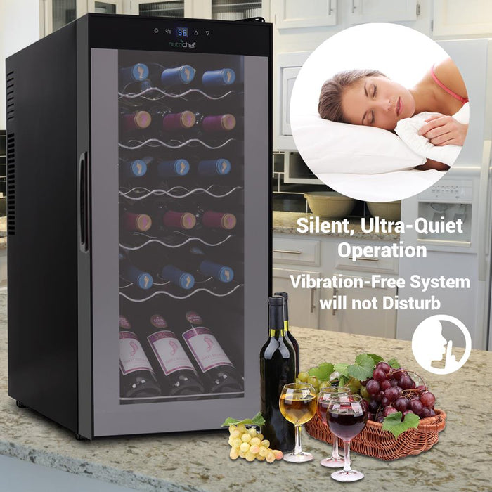 Wine Chilling Refrigerator Cellar - Digital Touch Button Control With Air Tight Seal, Contains Placement For Standing Bottles (18 Bottle Storage Capacity)