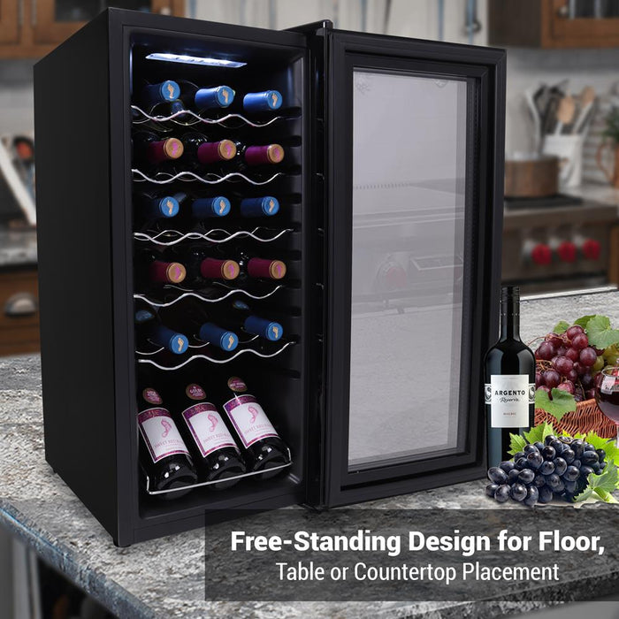 Wine Chilling Refrigerator Cellar - Digital Touch Button Control With Air Tight Seal, Contains Placement For Standing Bottles (18 Bottle Storage Capacity)