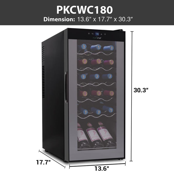 Wine Chilling Refrigerator Cellar - Digital Touch Button Control With Air Tight Seal, Contains Placement For Standing Bottles (18 Bottle Storage Capacity)