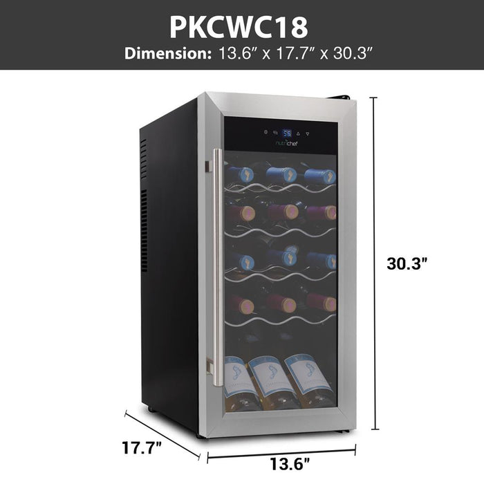 Wine Chilling Refrigerator Cellar - Digital Touch Button Control With Air Tight Seal, Contains Placement For Standing Bottles (18 Bottle Storage Capacity)