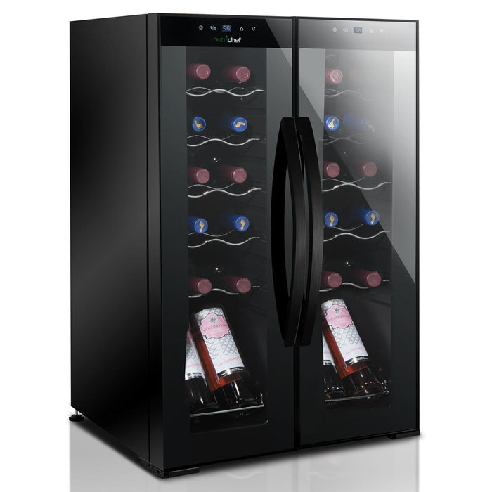 Wine Chilling Refrigerator Cellar - Dual-Zone Wine Cooler/Chiller, Digital Touch Button Control With Air Tight Seal, Contains Placement For Standing Bottles (24 Bottle Storage Capacity)