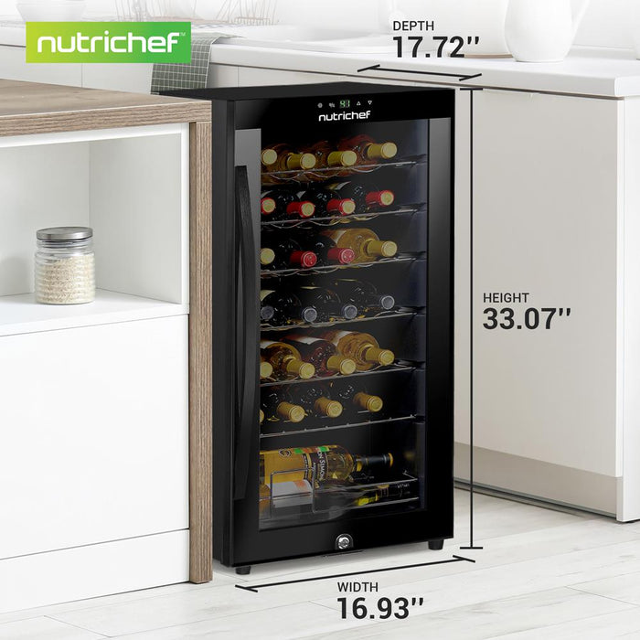 Wine Chilling Refrigerator Cellar - Single-Zone Wine Cooler/Chiller, Digital Touch Button Control With Air Tight Seal, Contains Placement For Standing Bottles (28 Bottle Storage Capacity)