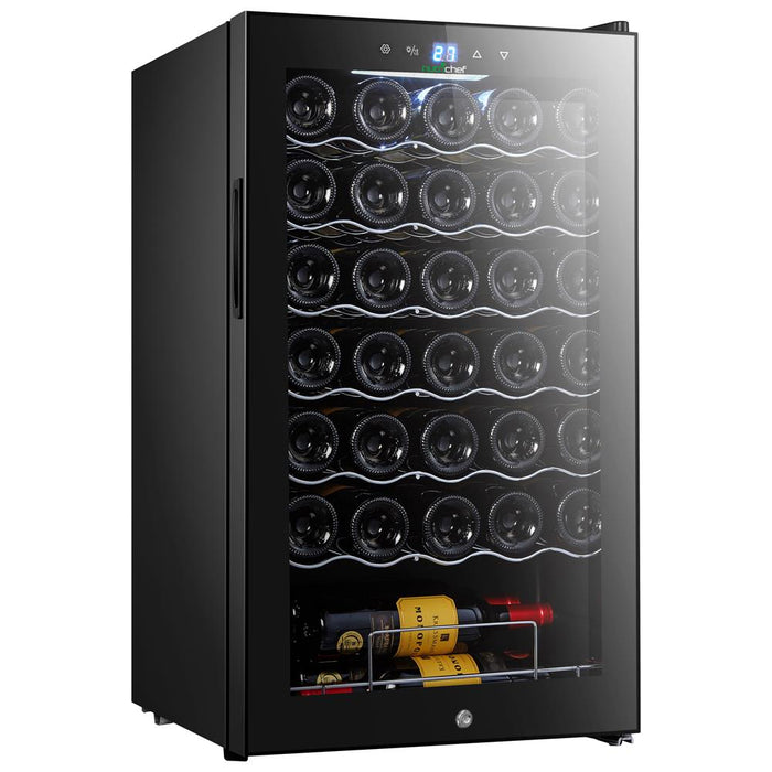 Wine Chilling Refrigerator Cellar - Single-Zone Wine Cooler/Chiller, Digital Touch Button Control With Air Tight Seal, Contains Placement For Standing Bottles (34 Bottle Storage Capacity)