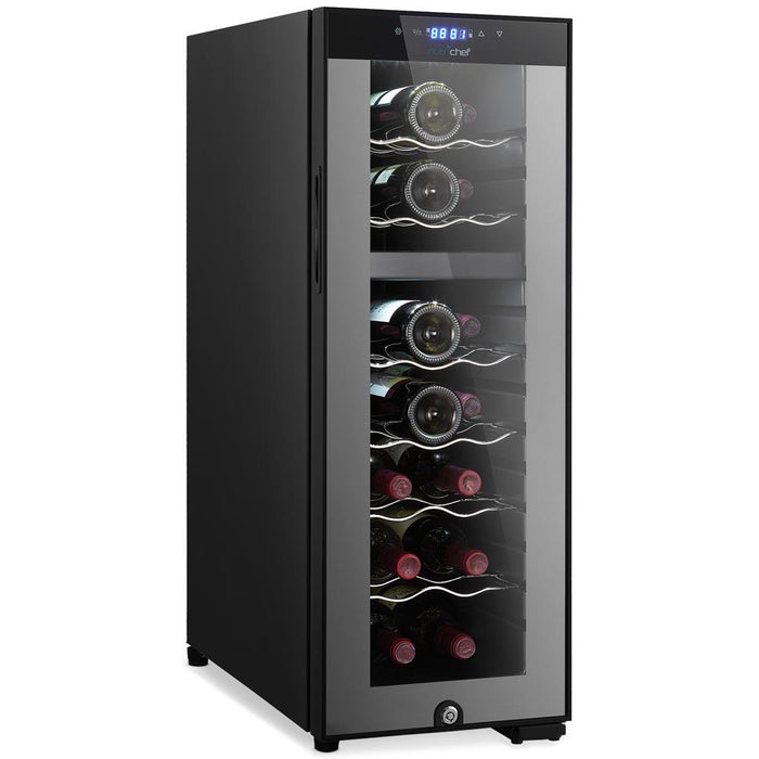 Wine Chilling Refrigerator Cellar - Dual-Zone Wine Cooler/Chiller, Digital Touch Button Control With Air Tight Seal, Contains Placement For Standing Bottles (18 Bottle Storage Capacity)