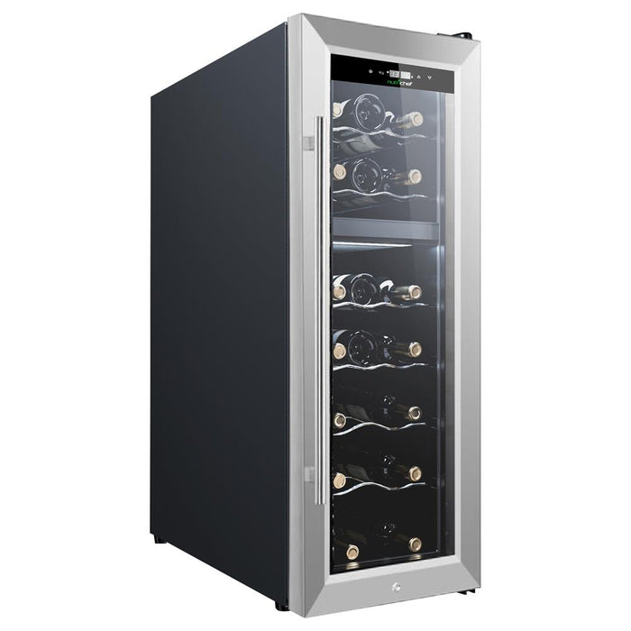 Wine Chilling Refrigerator Cellar - Dual-Zone Wine Cooler/Chiller, Digital Touch Button Control With Air Tight Seal, Contains Placement For Standing Bottles (18 Bottle Storage Capacity)